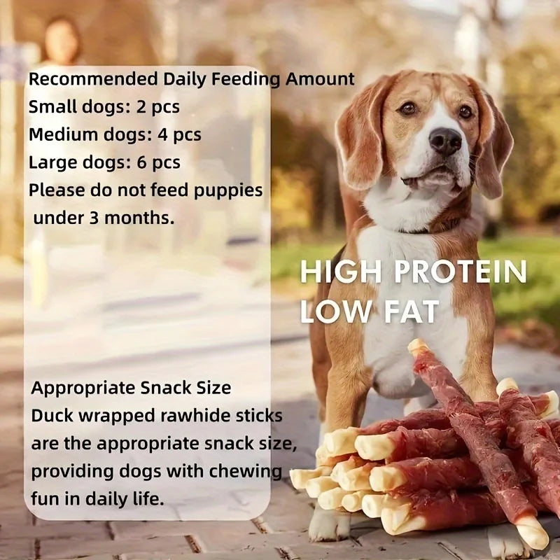 Duck Wrapped Rawhide Sticks, Dog Treats